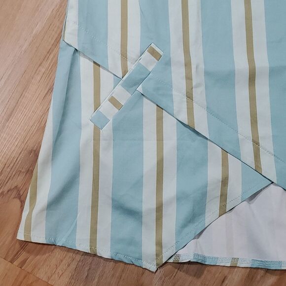 🔺️Misslook Striped Blue & Olive Green Tunic Top Large - Picture 6 of 10